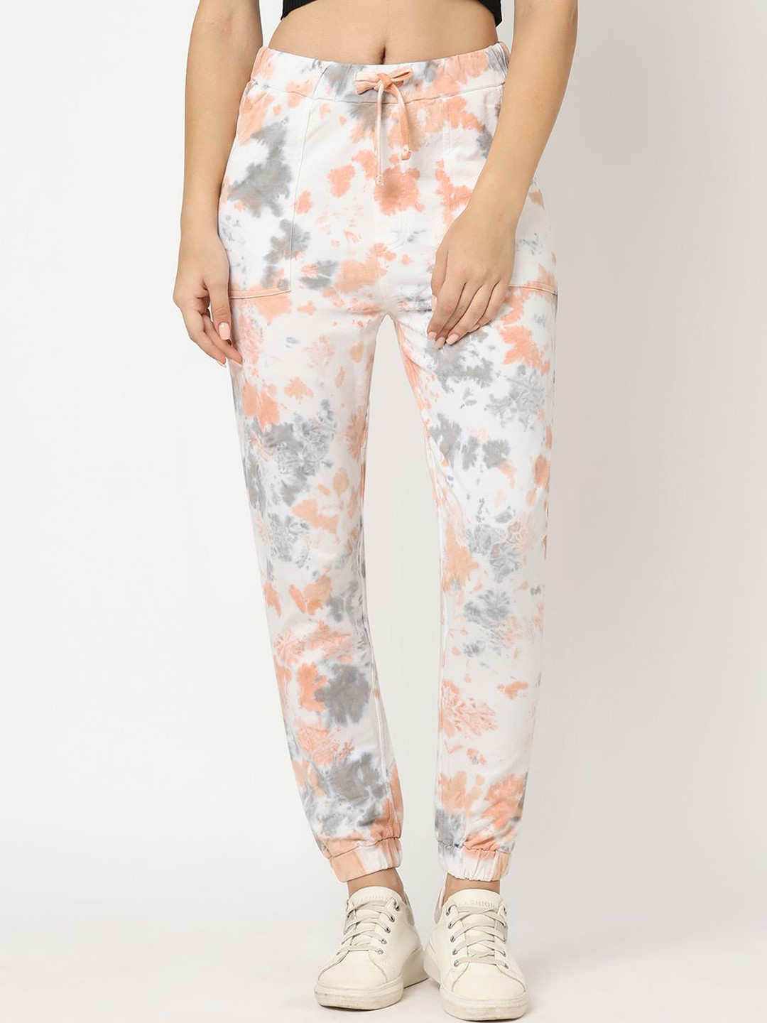 

Kraus Jeans Women Floral Cotton Faded High-Rise Trousers, Grey