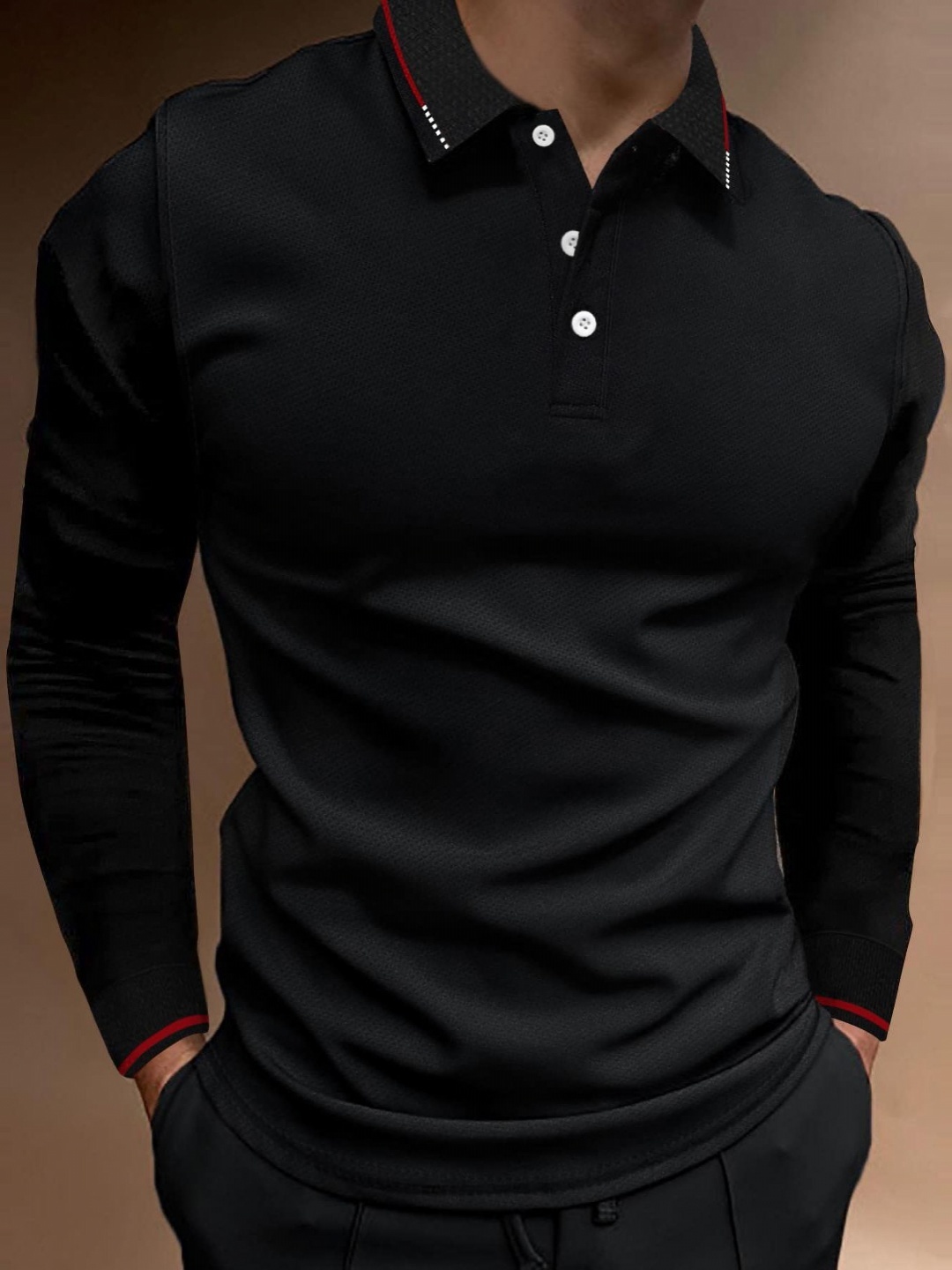

StyleCast x Revolte Men Polo Collar T-shirt, Black