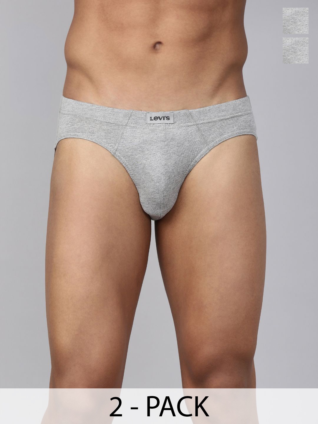 

Levis Men Pack of 2 Cotton Brief with Smartskin Technology 100CA011-CFT-BRF-P2 LGMLGM, Grey melange