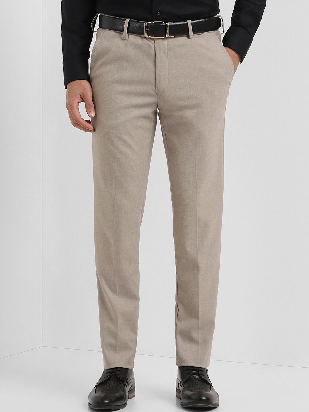 

Allen Solly Sport Men Slim Fit Mid-Rise Formal Trousers, Beige