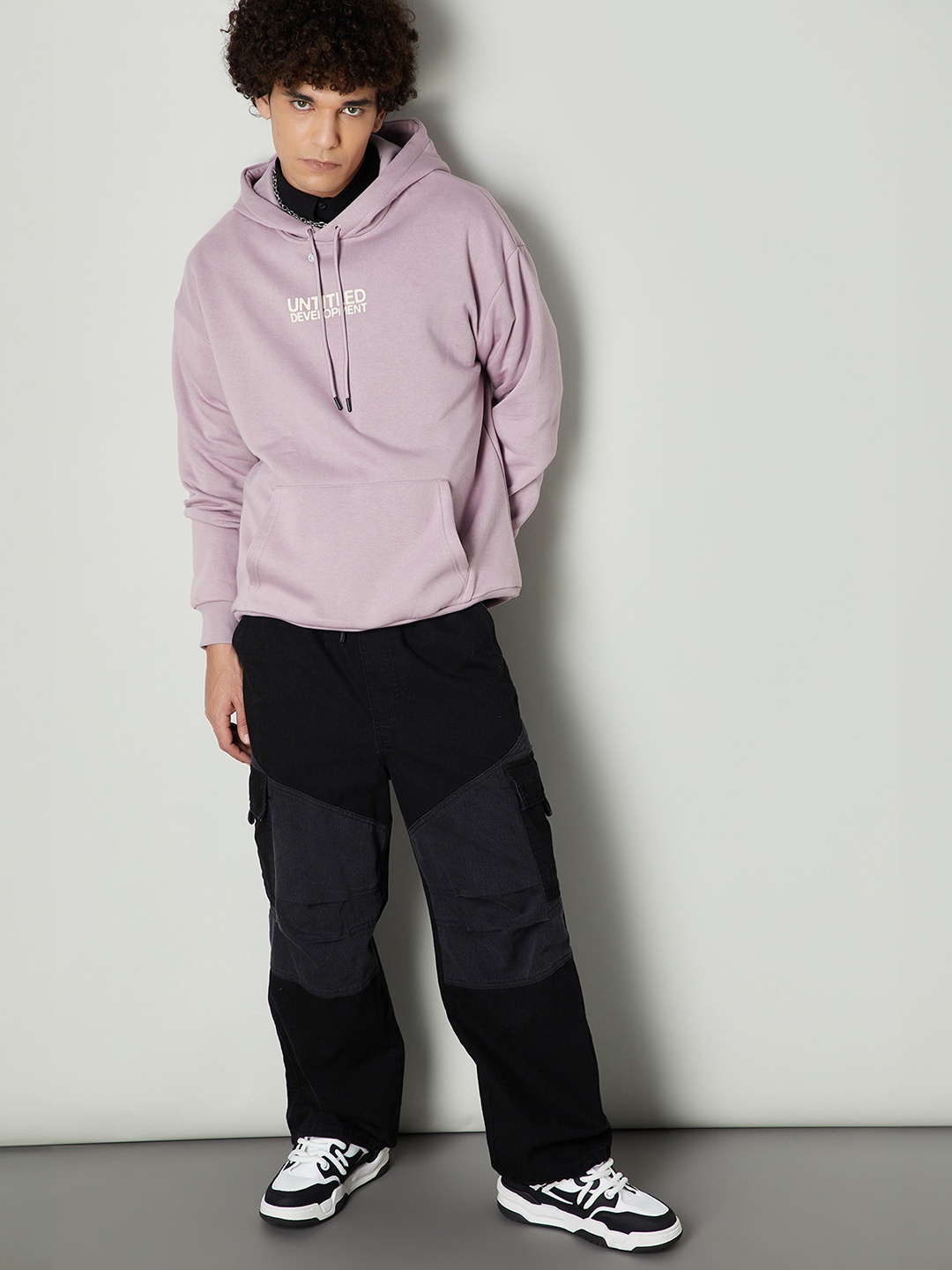 

max Men Printed Hooded Sweatshirt, Pink