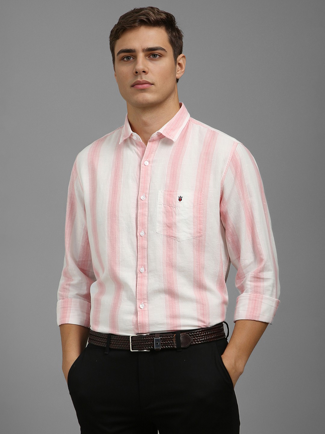

Louis Philippe Sport Men Slim Fit Striped Casual Shirt, White