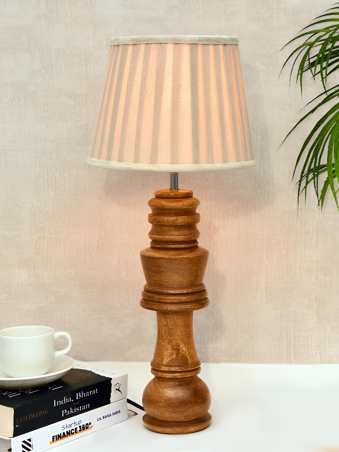 

Homesake White Textured Wood Industrial Frusturical Shaped Table Lamp