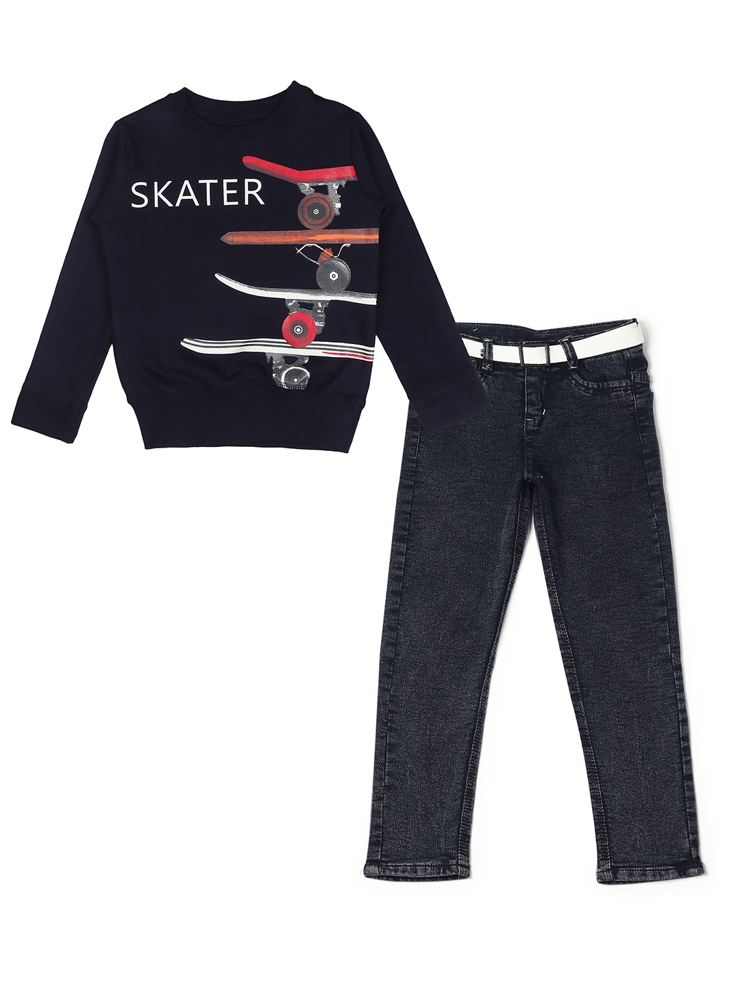 

Arshia Fashions Boys Printed Long Sleeves Sweatshirt With Trouser, Navy blue