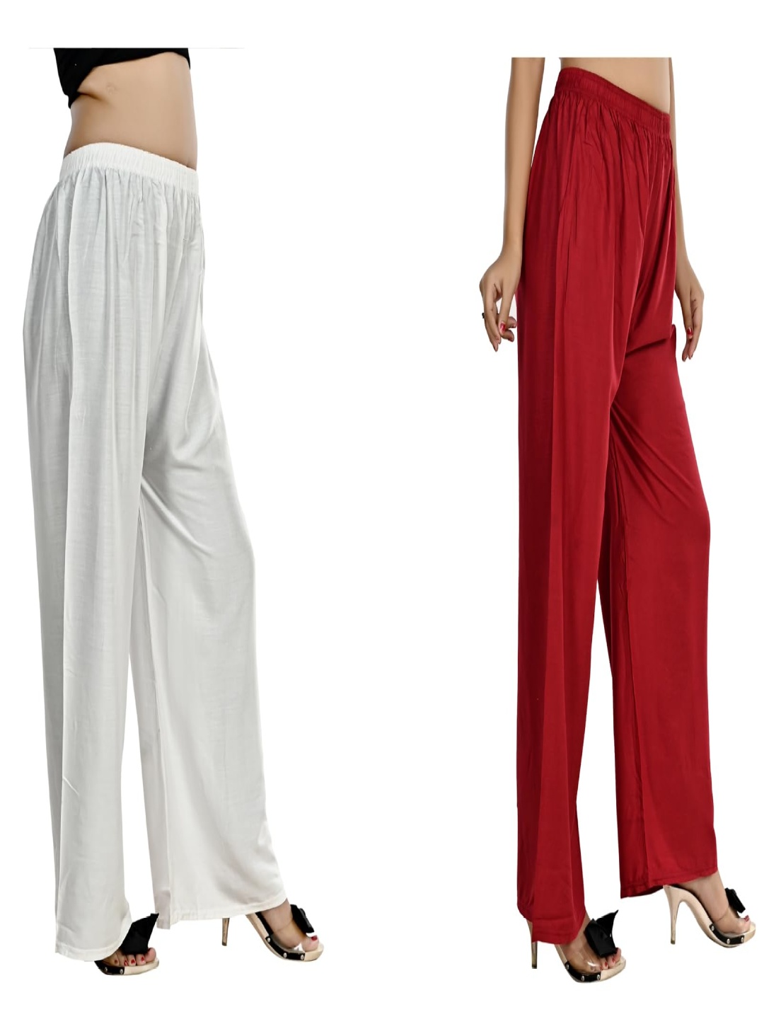 

NarNari Pack of 2 Straight Fit Palazzos, Red