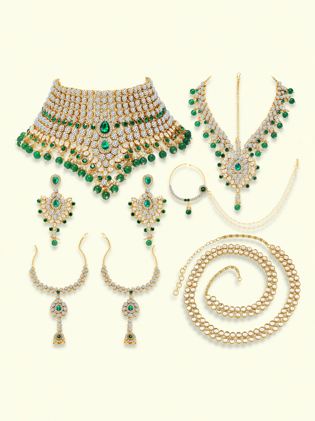 

Peora Gold-Plated Stone Studded Jewellery Set, Green