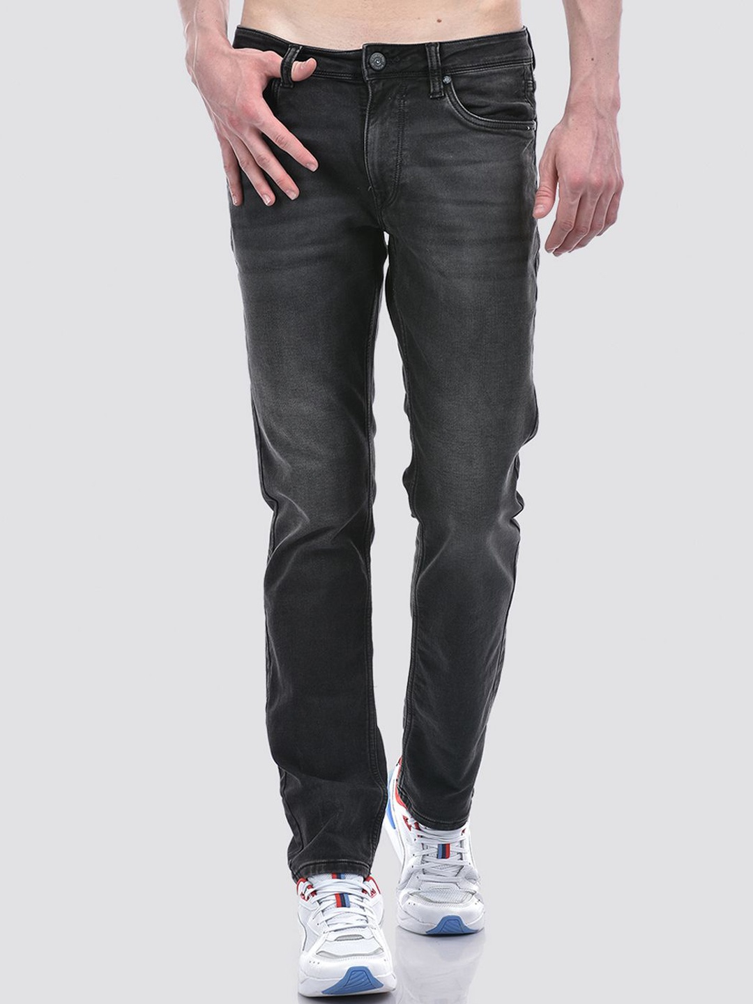

Lawman pg3 Men Straight Fit Light Fade Stretchable Mid-Rise Jeans, Grey