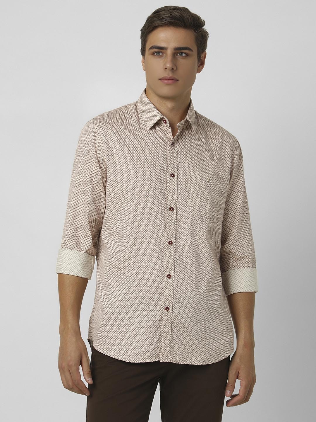 

Van Heusen Sport Men Slim Fit Opaque Printed Casual Shirt, Beige