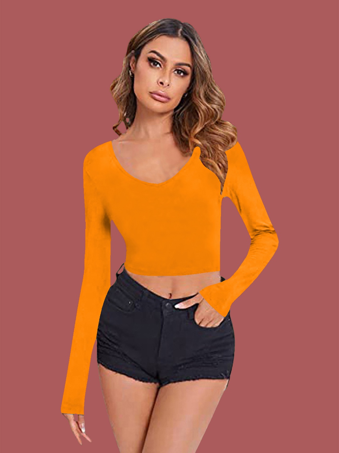 

Dream Beauty Fashion Women V-Neck Fitted Crop Top, Yellow