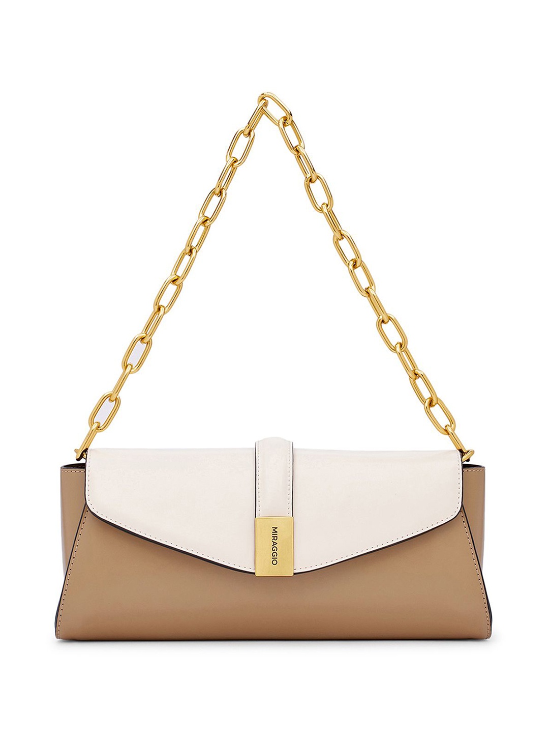 

MIRAGGIO Textured PU Structured Shoulder Bag, Beige