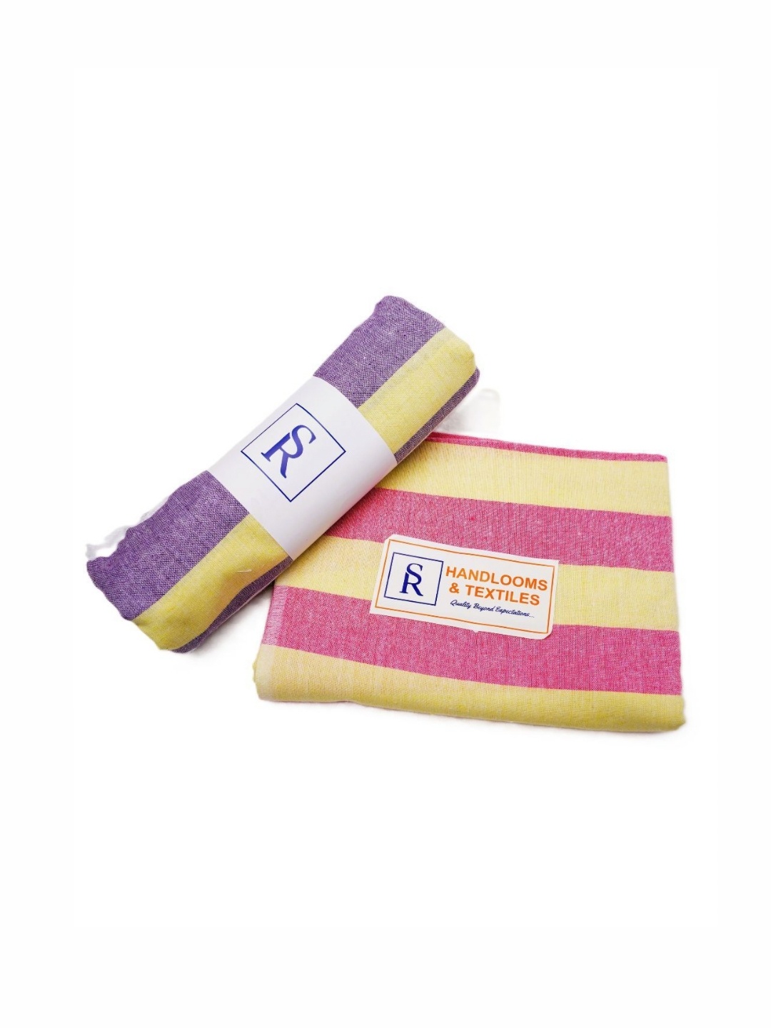 

SR HANDLOOMS AND TEXTILES Multicoloured 2 Piece Striped Cotton 250 GSM Towel Set, Purple