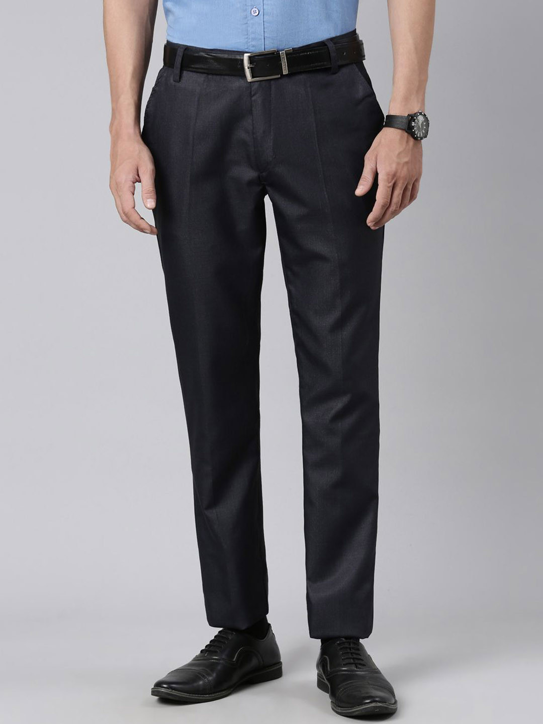 

THE SOUL PATROL Men Smart Slim Fit Trousers, Navy blue