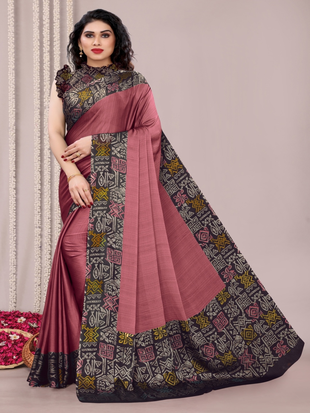 

KALINI Poly Chiffon Saree, Mauve