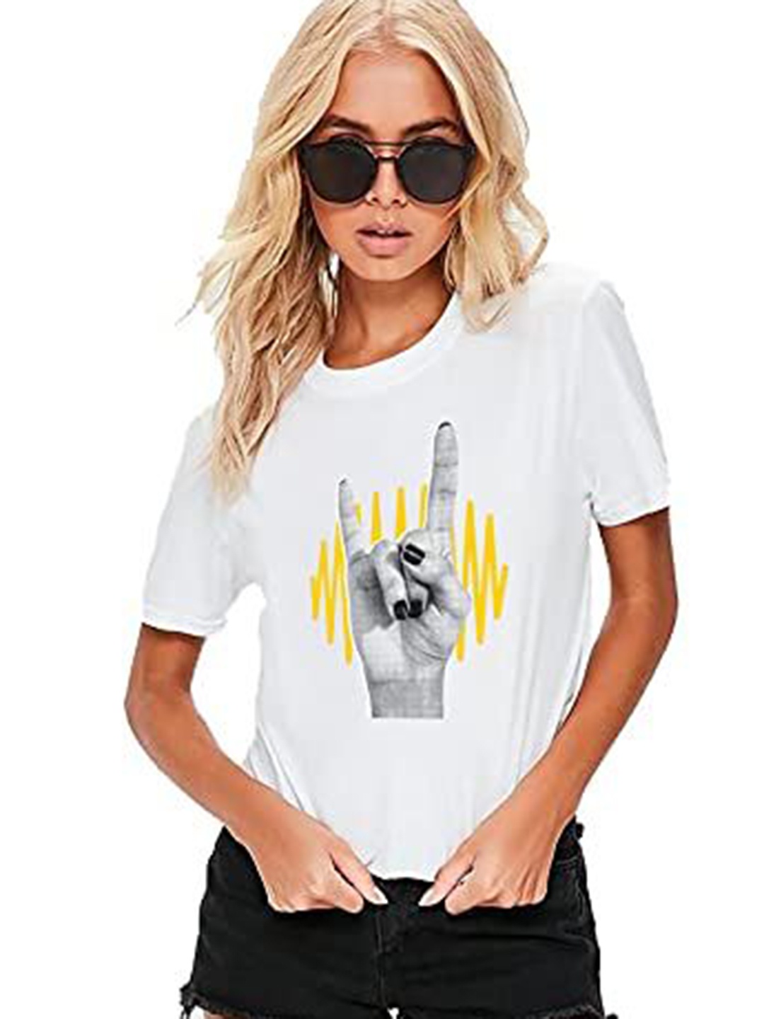 

VLAM Women Graphic Printed T-shirt, White