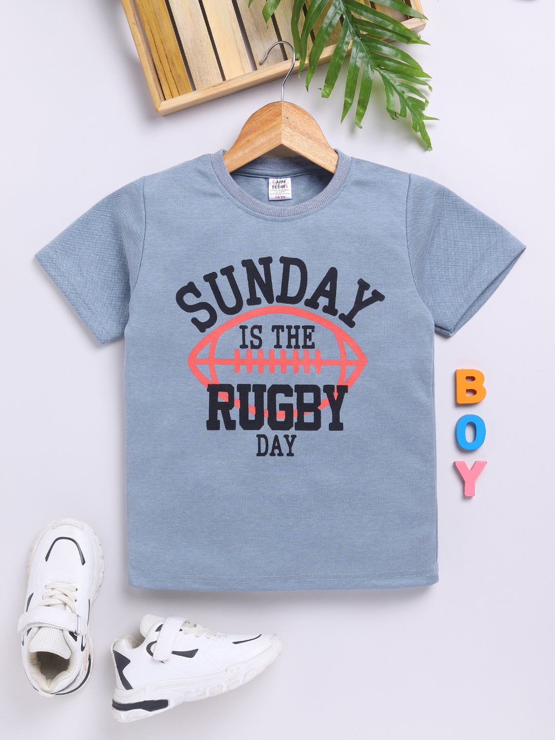 

Here&Now X Game Begins Boys Sports Printed T-shirt, Blue