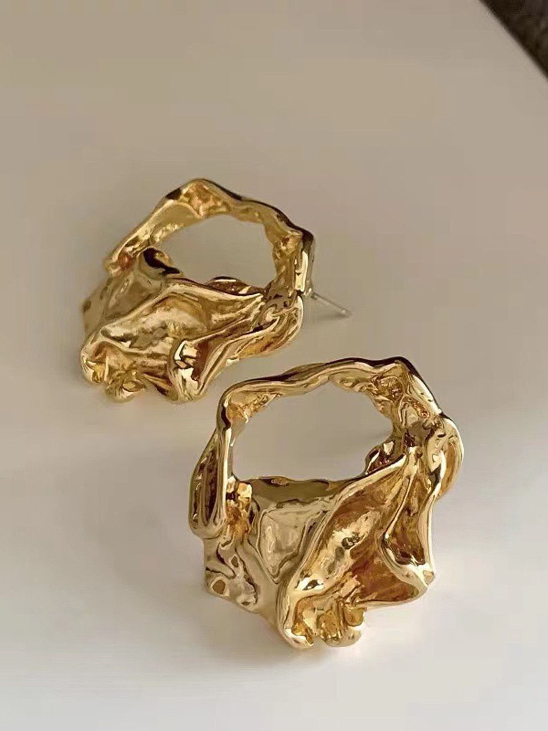 

Just Lil Things Gold-Plated Contemporary Hoop Earrings