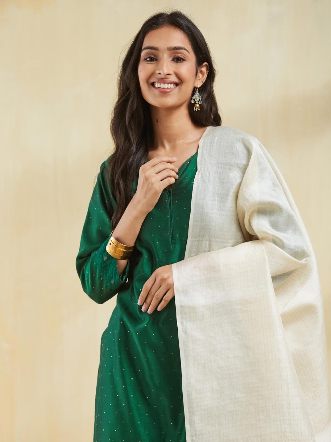 

Fabindia Woven Design Dupatta, Off white