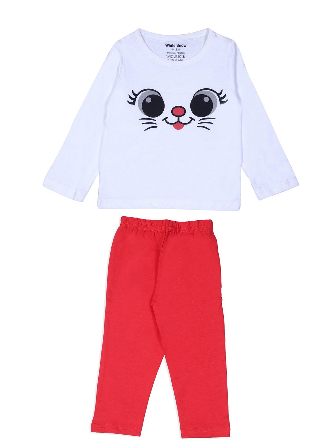 

White Snow Kids Round Neck Pure Cotton T-Shirt With Pyjama