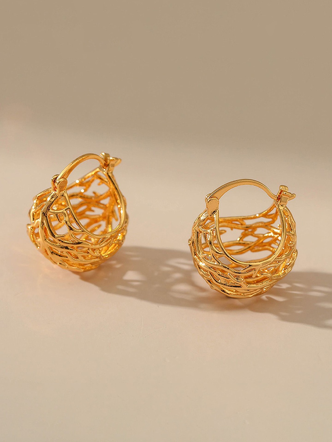 

Just Lil Things Gold-Plated Contemporary Hoop Earrings