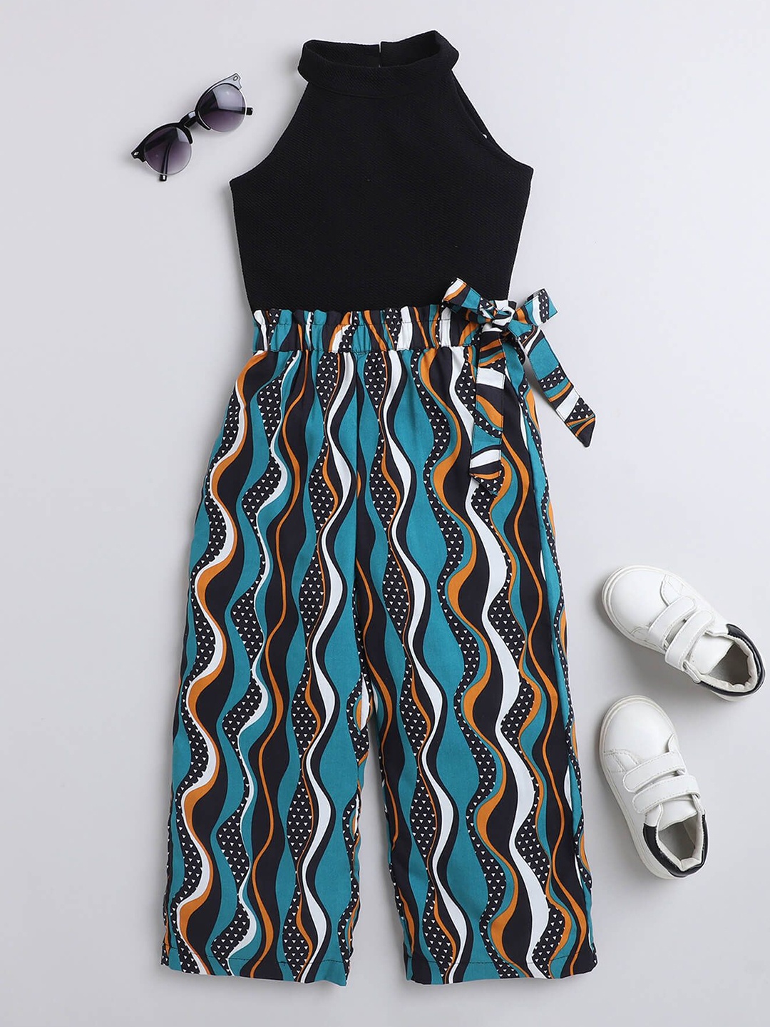 

taffykids Girls Halter Neck Top With Palazzo, Black