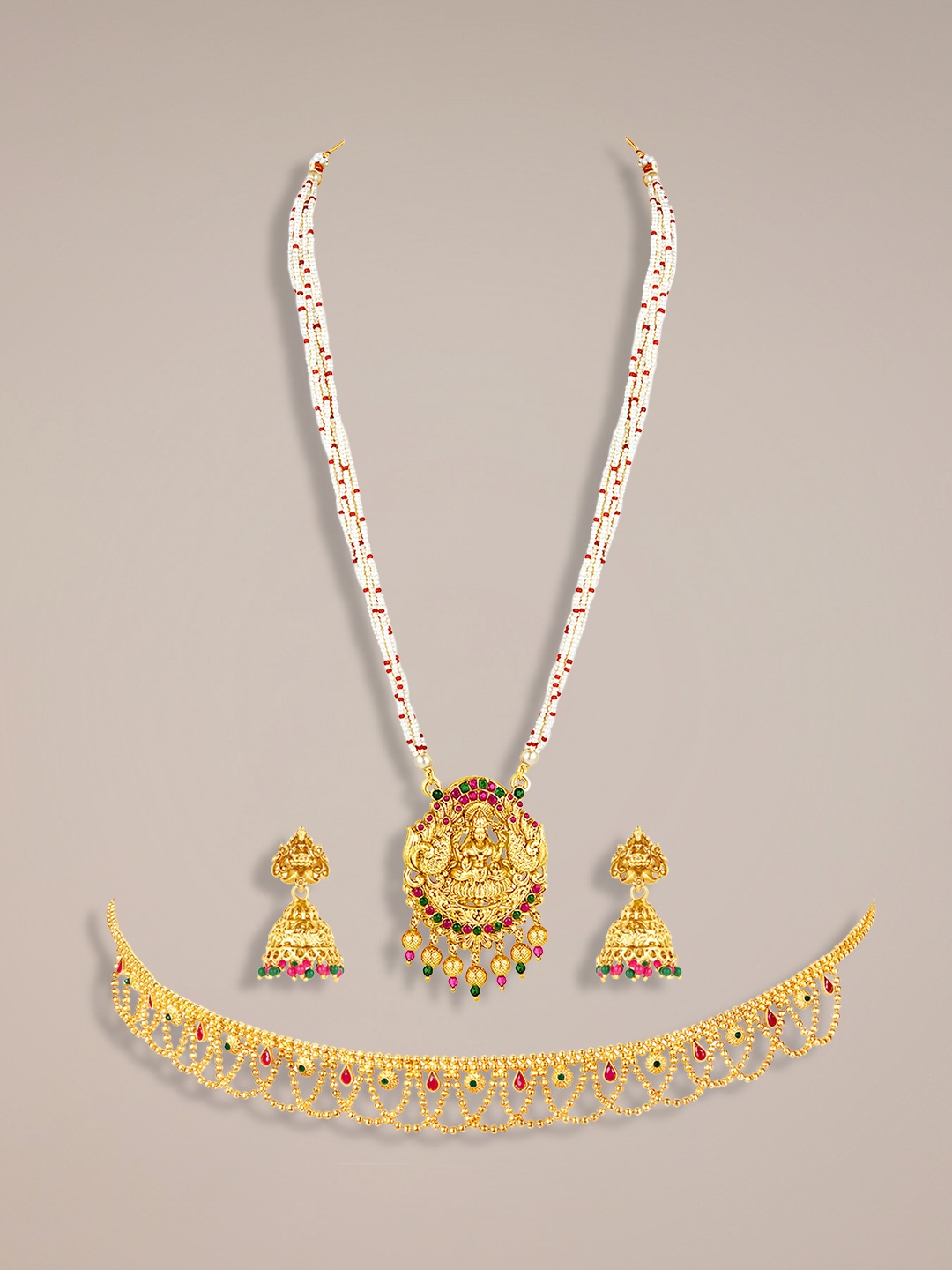 

Peora Gold-Plated Stone Studded Jewellery Set