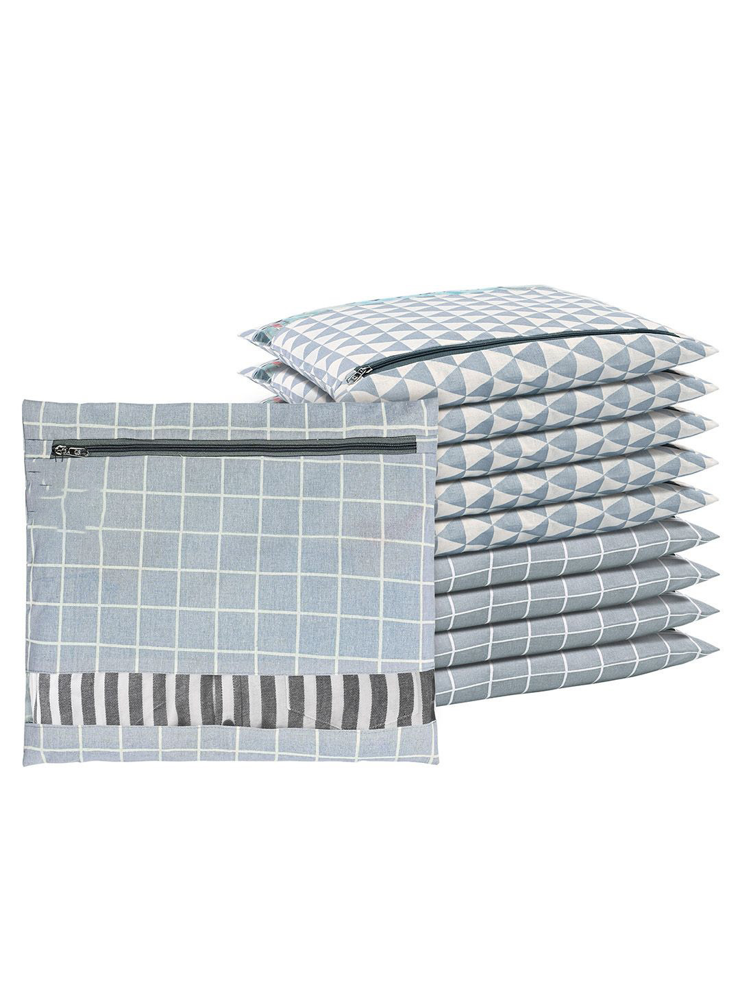 

Kuber Industries Grey 10 Pcs Regular Clothes Storage Single Packing Bag Drawer Organiser