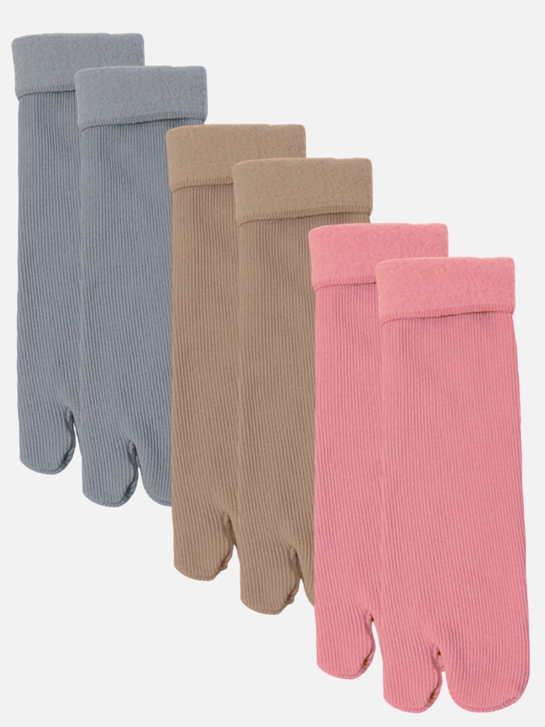 

StyFun Women Pack Of 3 Ribbed Calf Length Thermal Warm Winter Socks, Pink