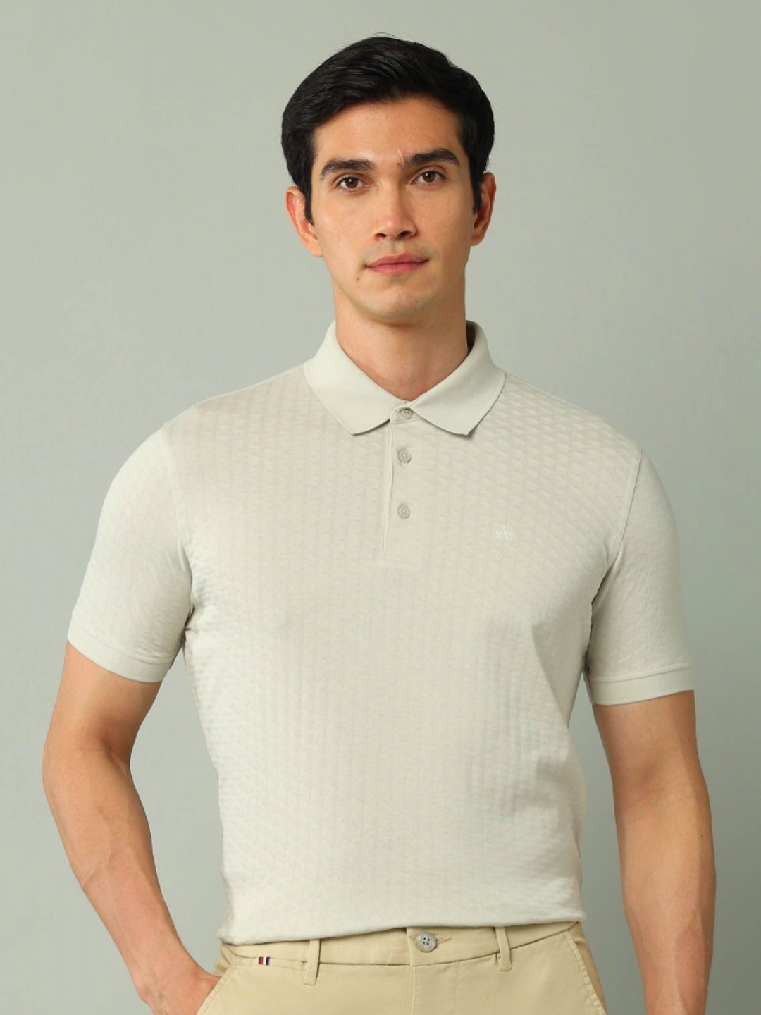 

Arrow Men Self Design Polo Collar Cotton T-shirt, Beige