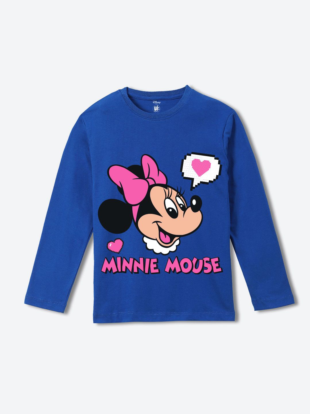 

YK Disney Girls Minnie Mouse Printed Pure Cotton Applique T-shirt, Blue