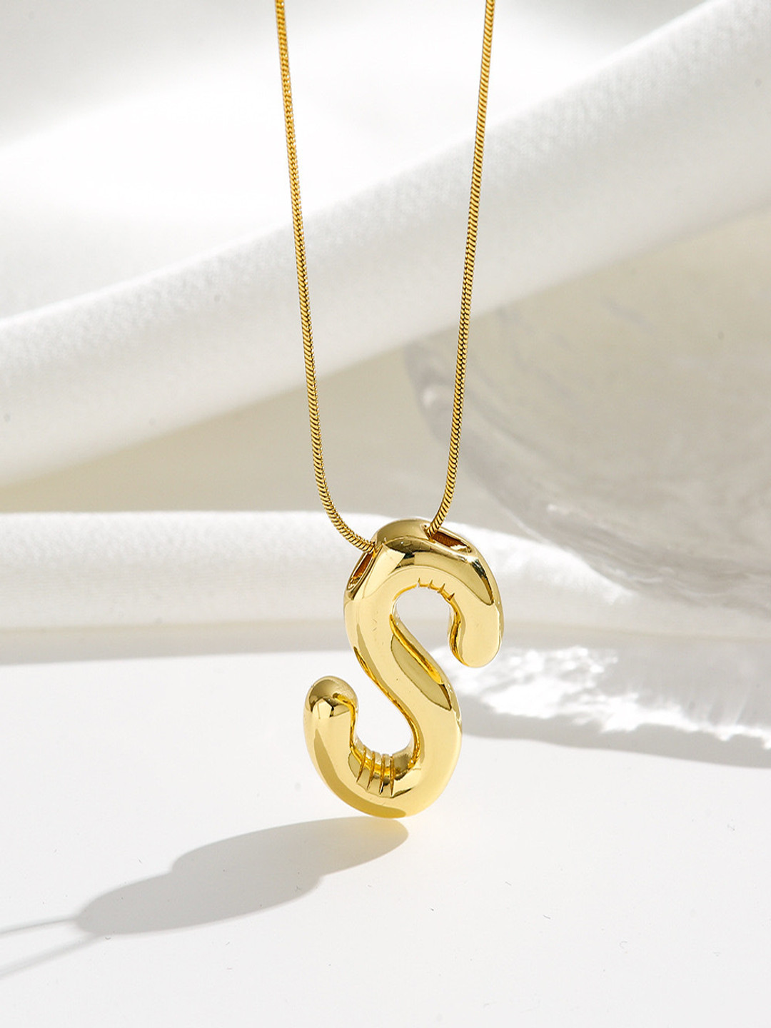 

DressBerry Gold-Plated Stainless Steel Anti-Tarnish S Alphabet Letter Pendant & Chain