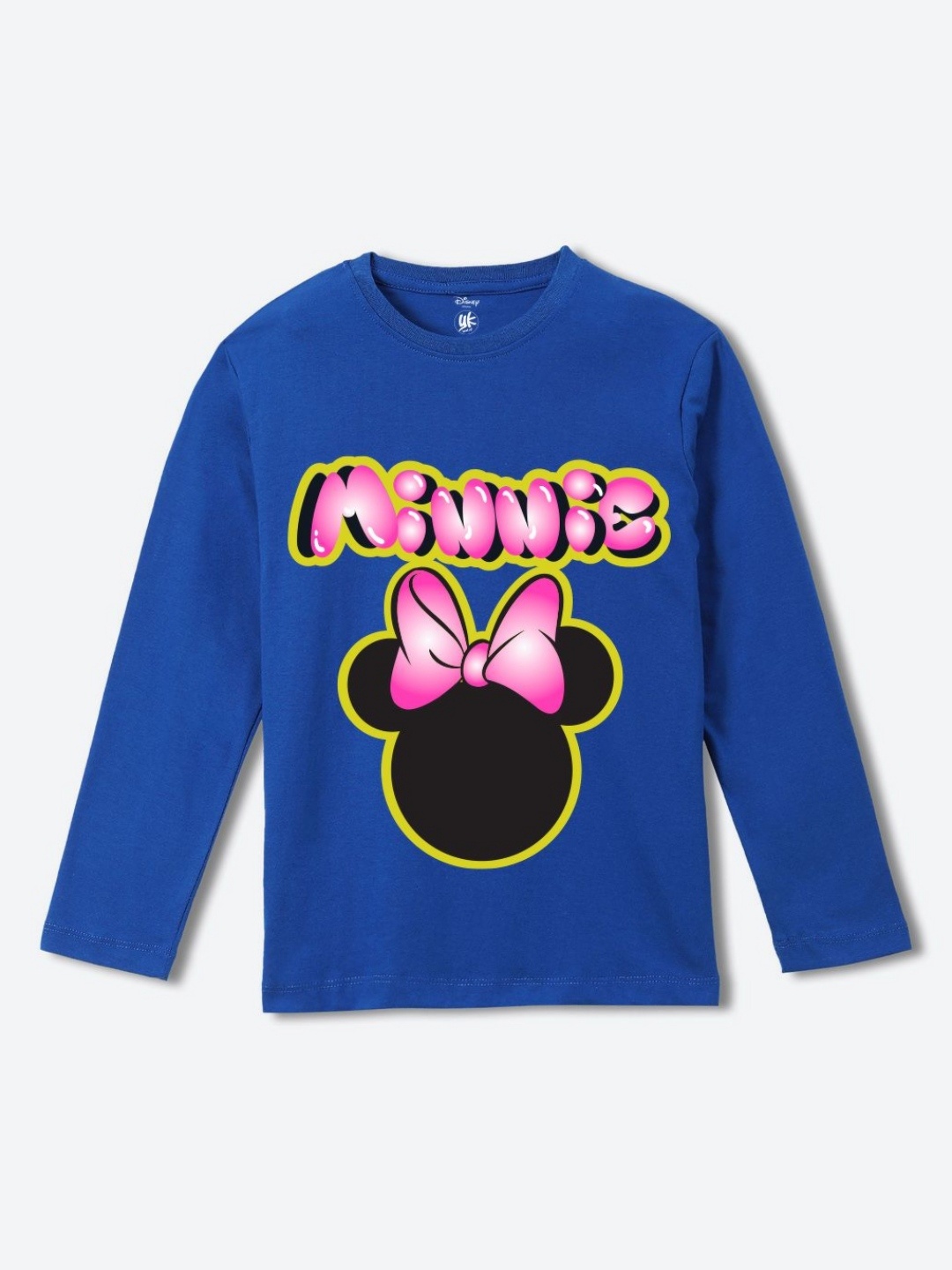 

YK Disney Girls Minnie Mouse Printed Pure Cotton Applique T-shirt, Blue