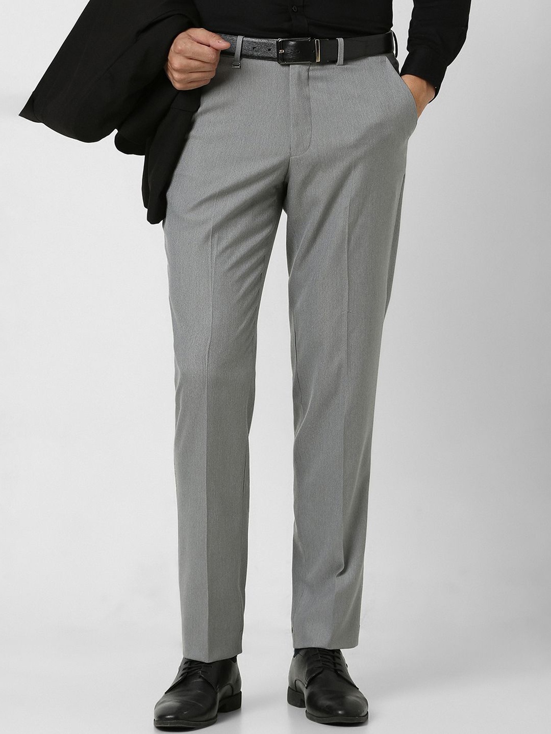 

Van Heusen Men Textured Formal Trousers, Grey