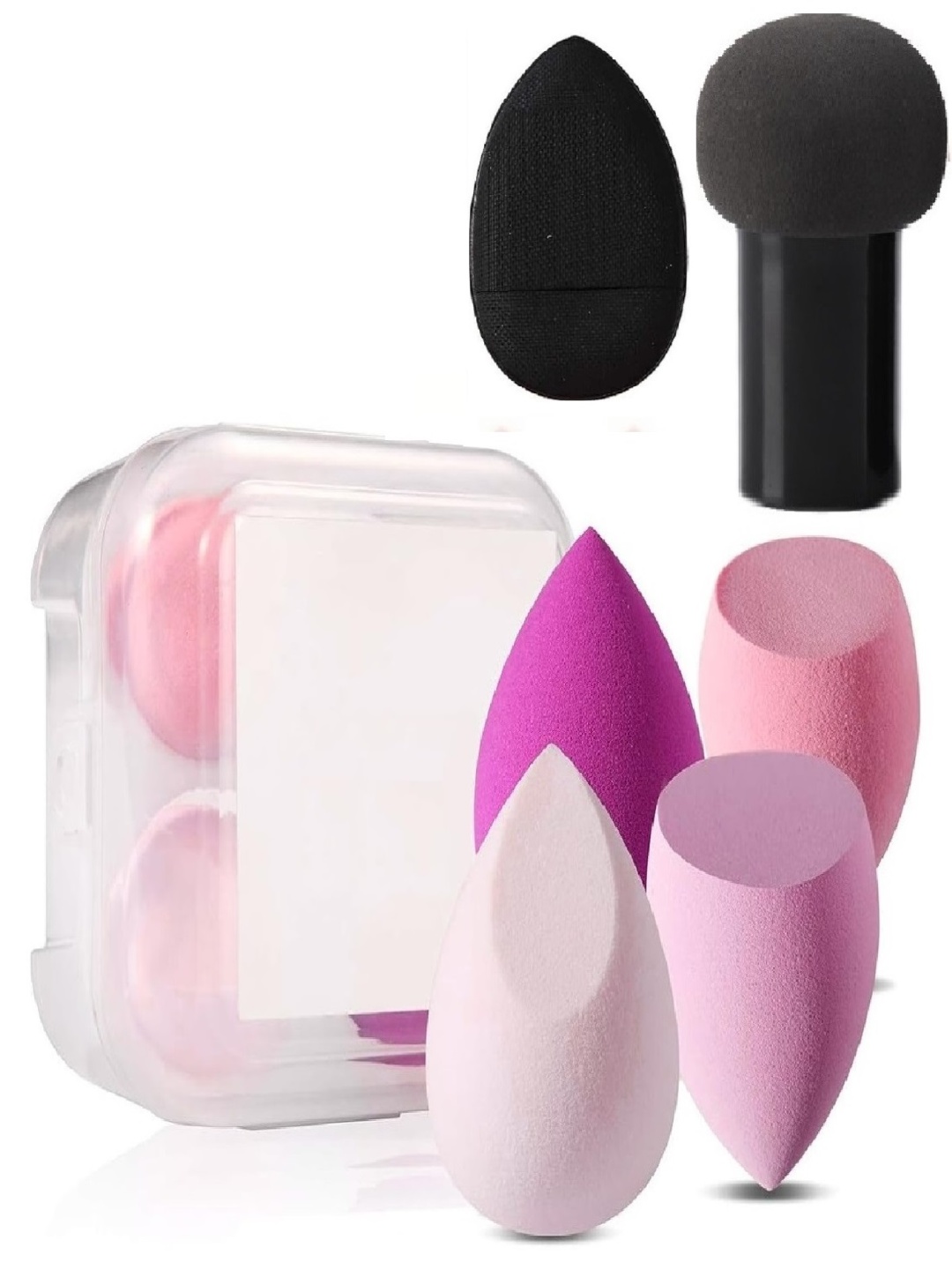 

Facejewel Set Of 6 Blender Sponge With Finger & Mushroom Puff, Black