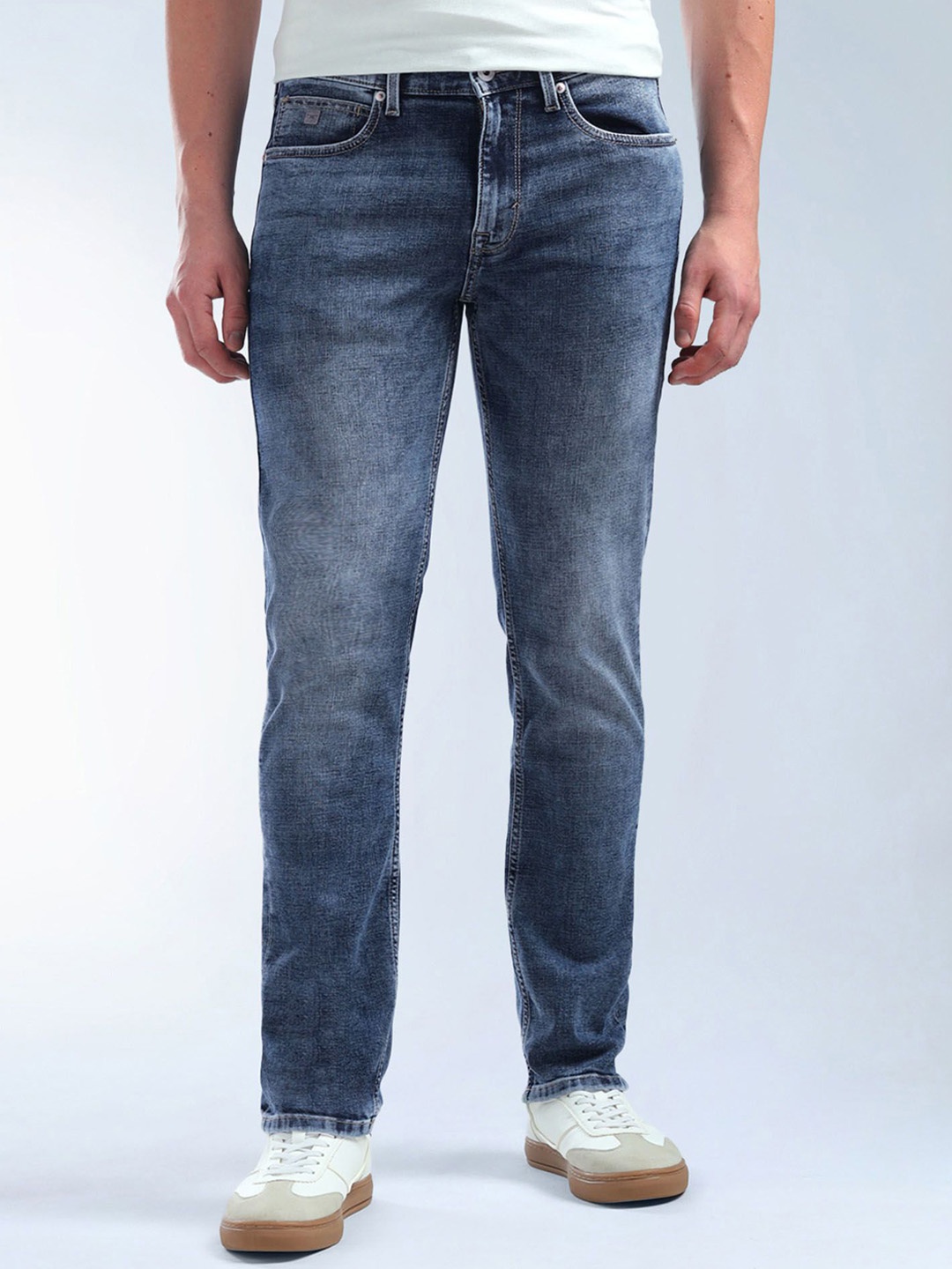 

Flying Machine Freddie Slim Straight Fit Whiskered Jeans, Blue