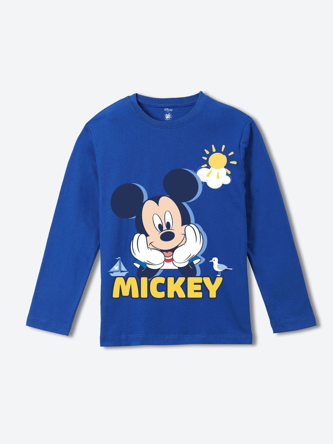 

YK Disney Boys Mickey Mouse Printed Pure Cotton Applique T-shirt, Blue