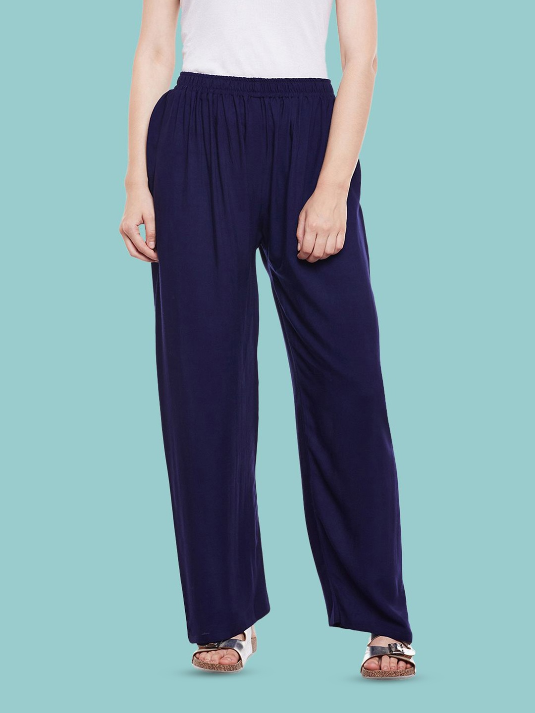 

Castle Lifestyle Women Straight Fit Palazzos, Navy blue