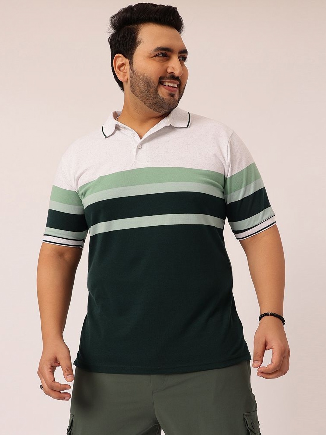 

Toodle Plus Plus Size Polo Collar Pure Cotton T-Shirt, Green