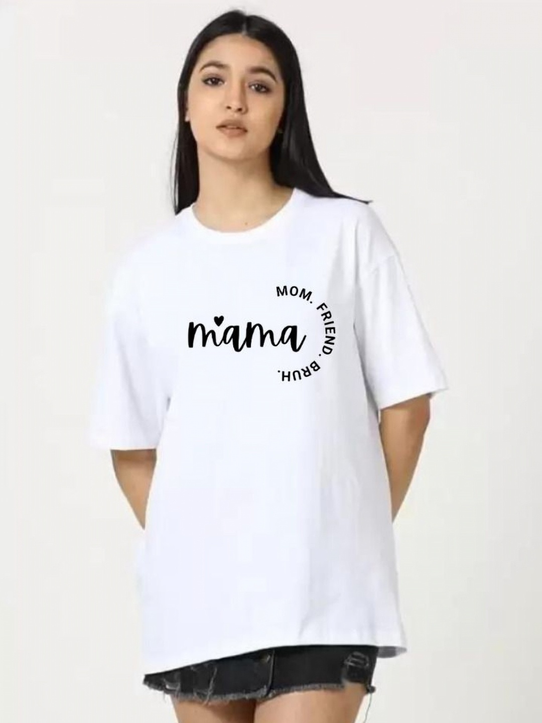 

SALUJA FABRICS Women Varsity Printed Monochrome Pockets T-shirt, White