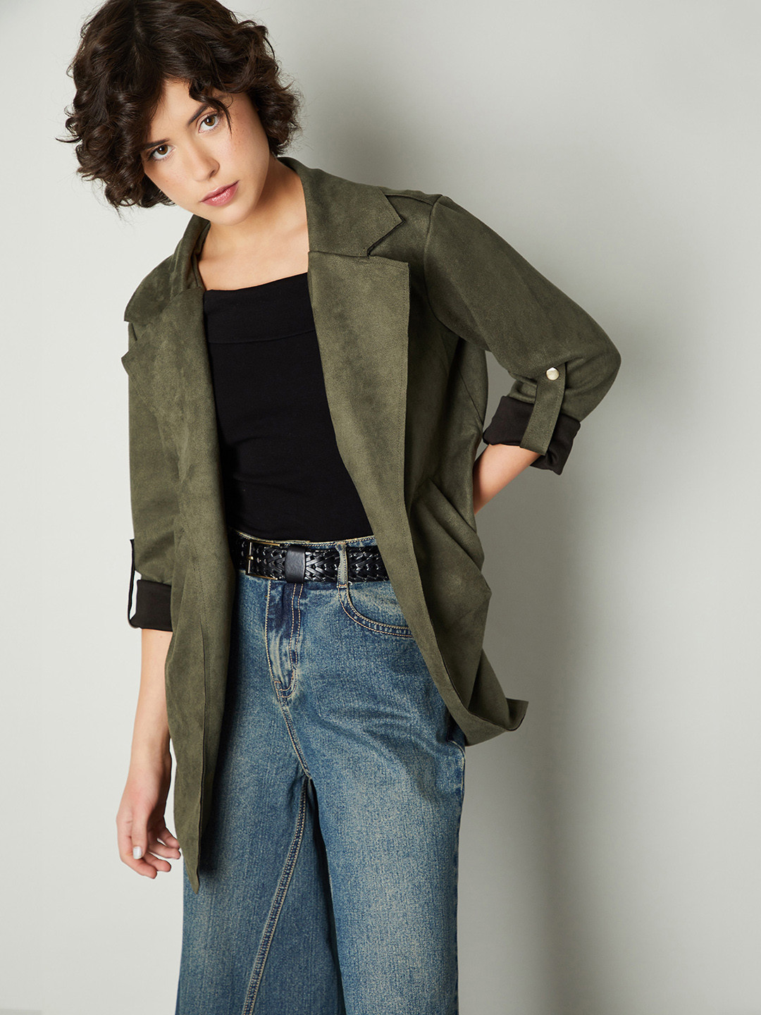 

max Women Polyester Tailored Jacket, Green