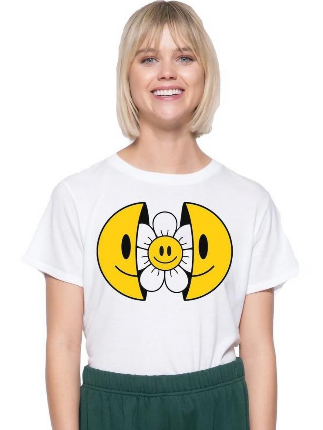 

VLAM Women Printed Applique T-shirt, White