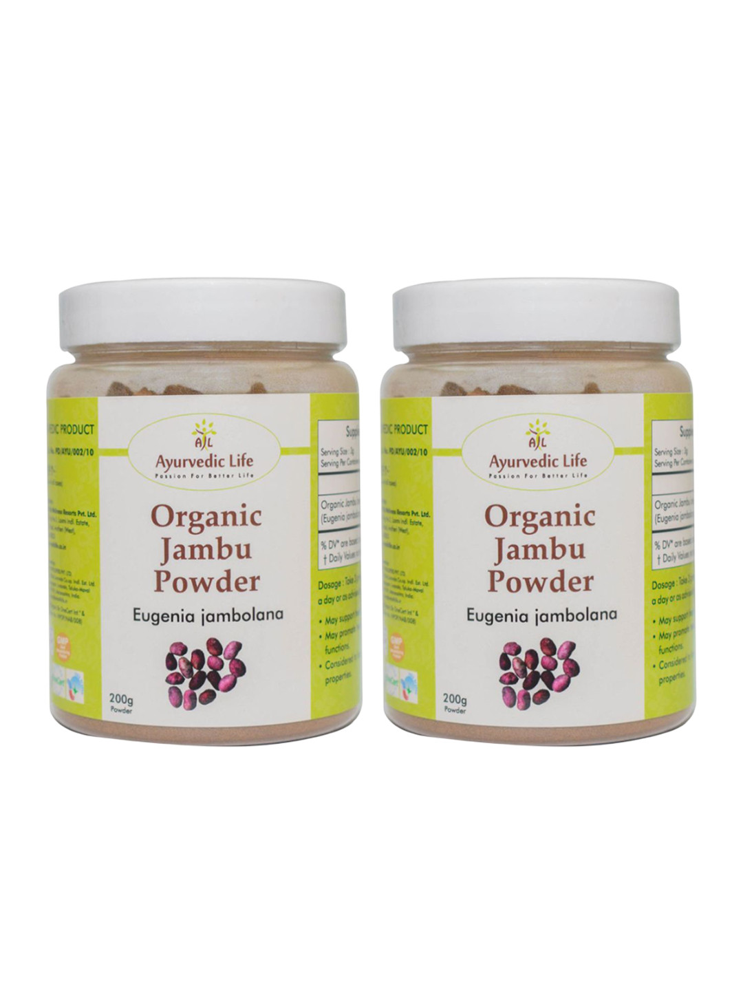 

Ayurvedic Life Set Of 2 Organic Jambu Powder - 200 g Each, Na