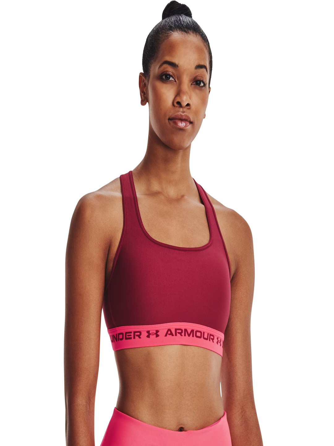 

UNDER ARMOUR Women Non Wired Non Padded Seamless Cross Back Sports Bra, Pink