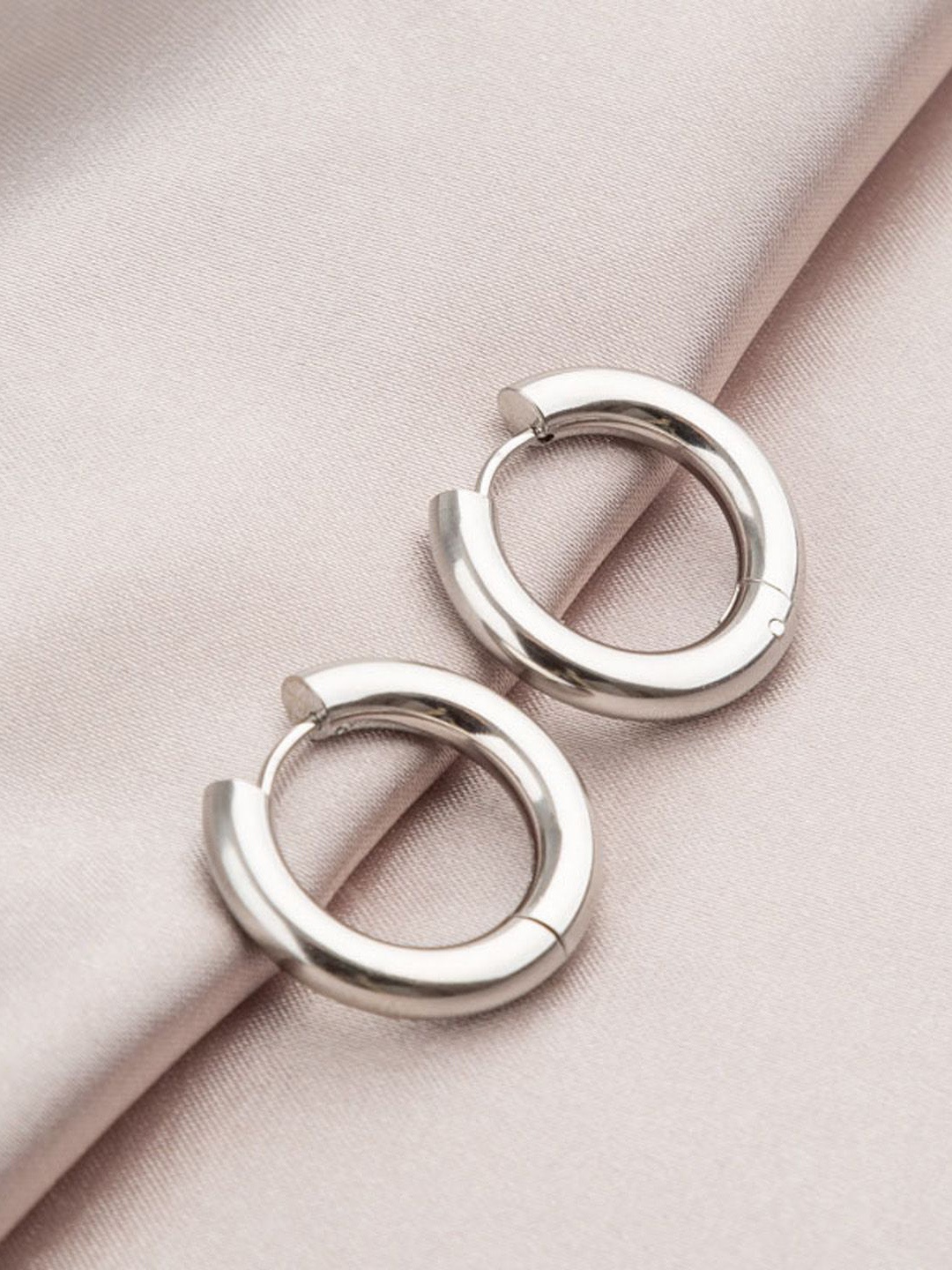 

Just Lil Things Circular Shaped Hoop Earrings, Silver