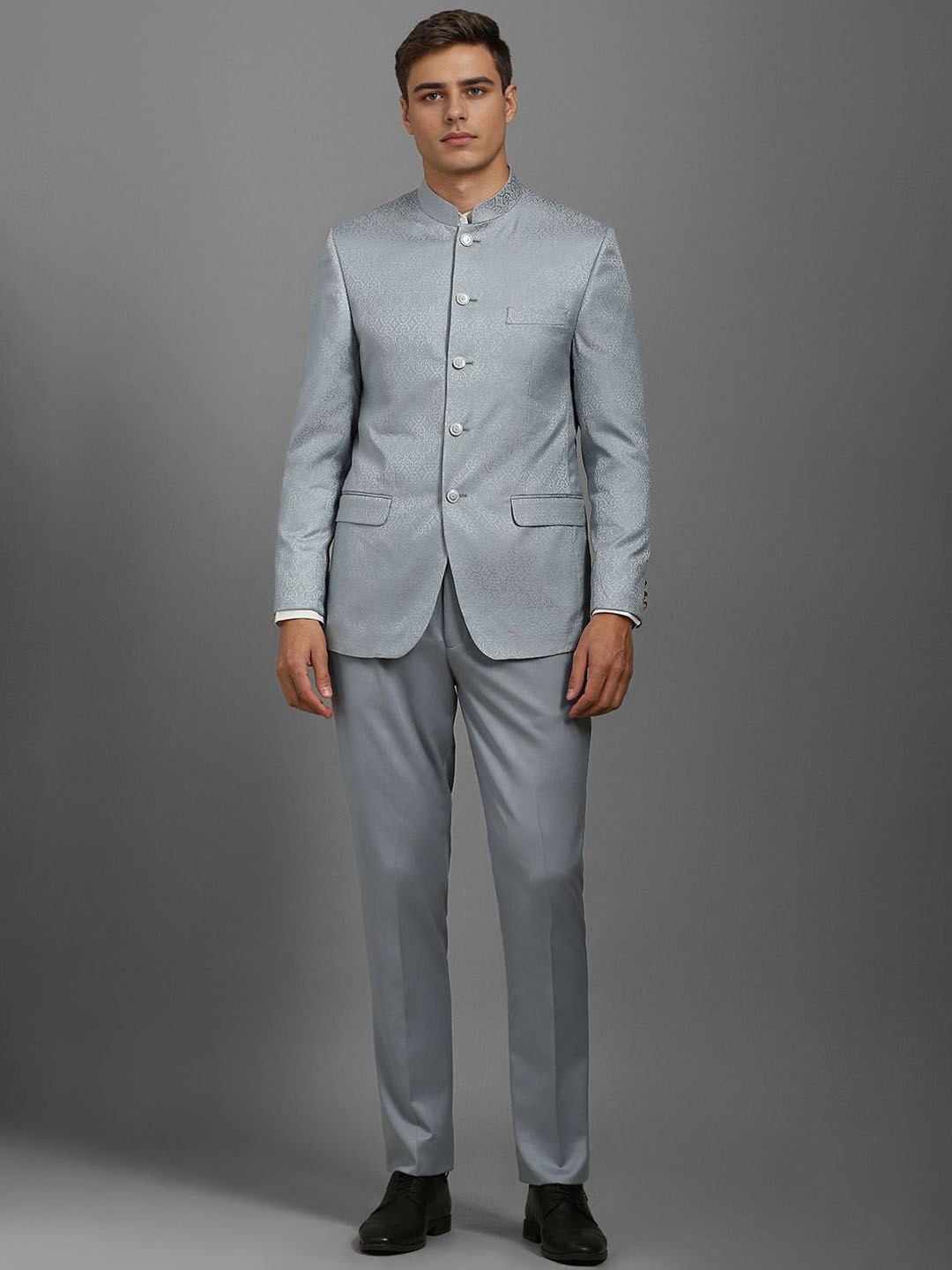 

Louis Philippe Men Self Design Single-Breasted Two Piece Formal Suit, Grey