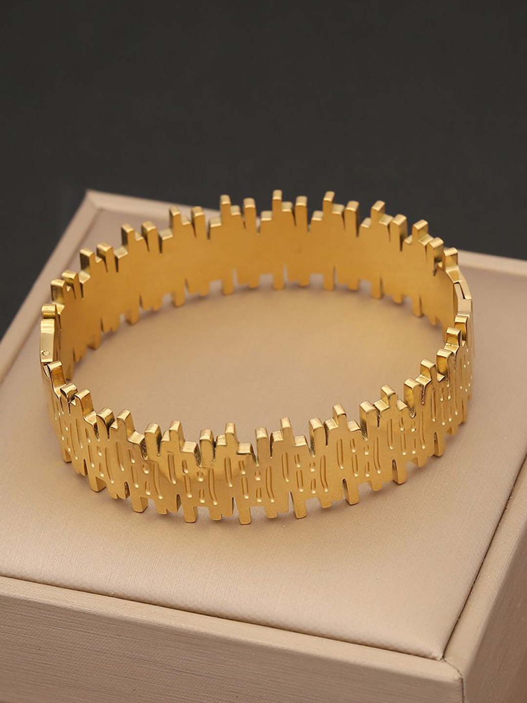 

DressBerry Stainless Steel Gold-Plated Valentine Kada Bracelet