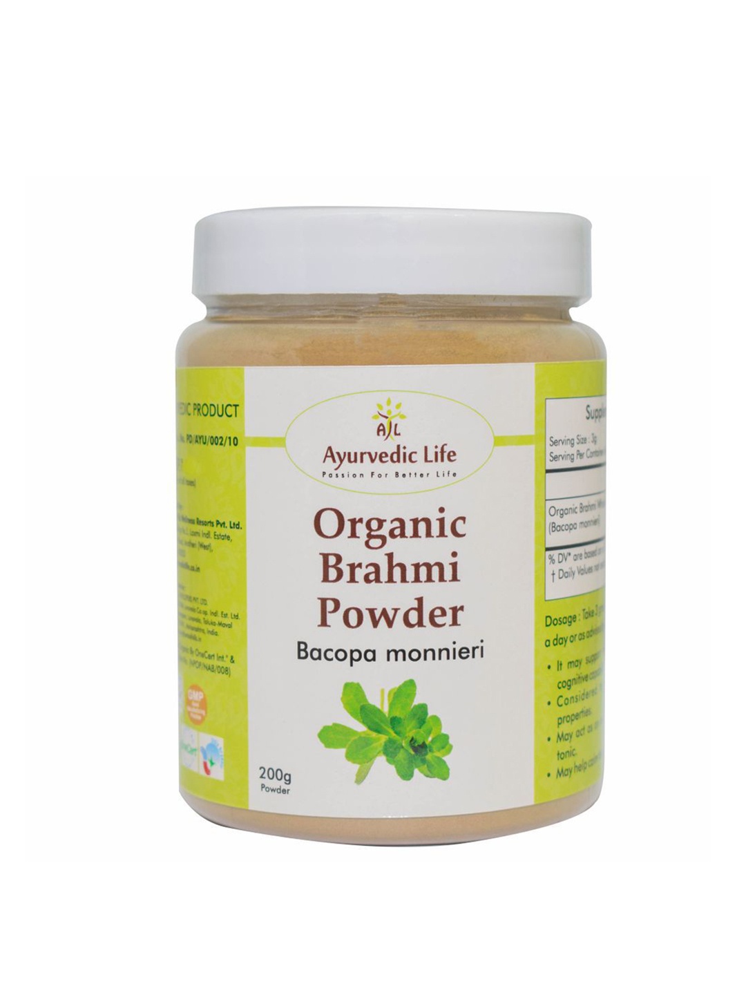 

Ayurvedic Life Organic Brahmi Powder - 200 g, White