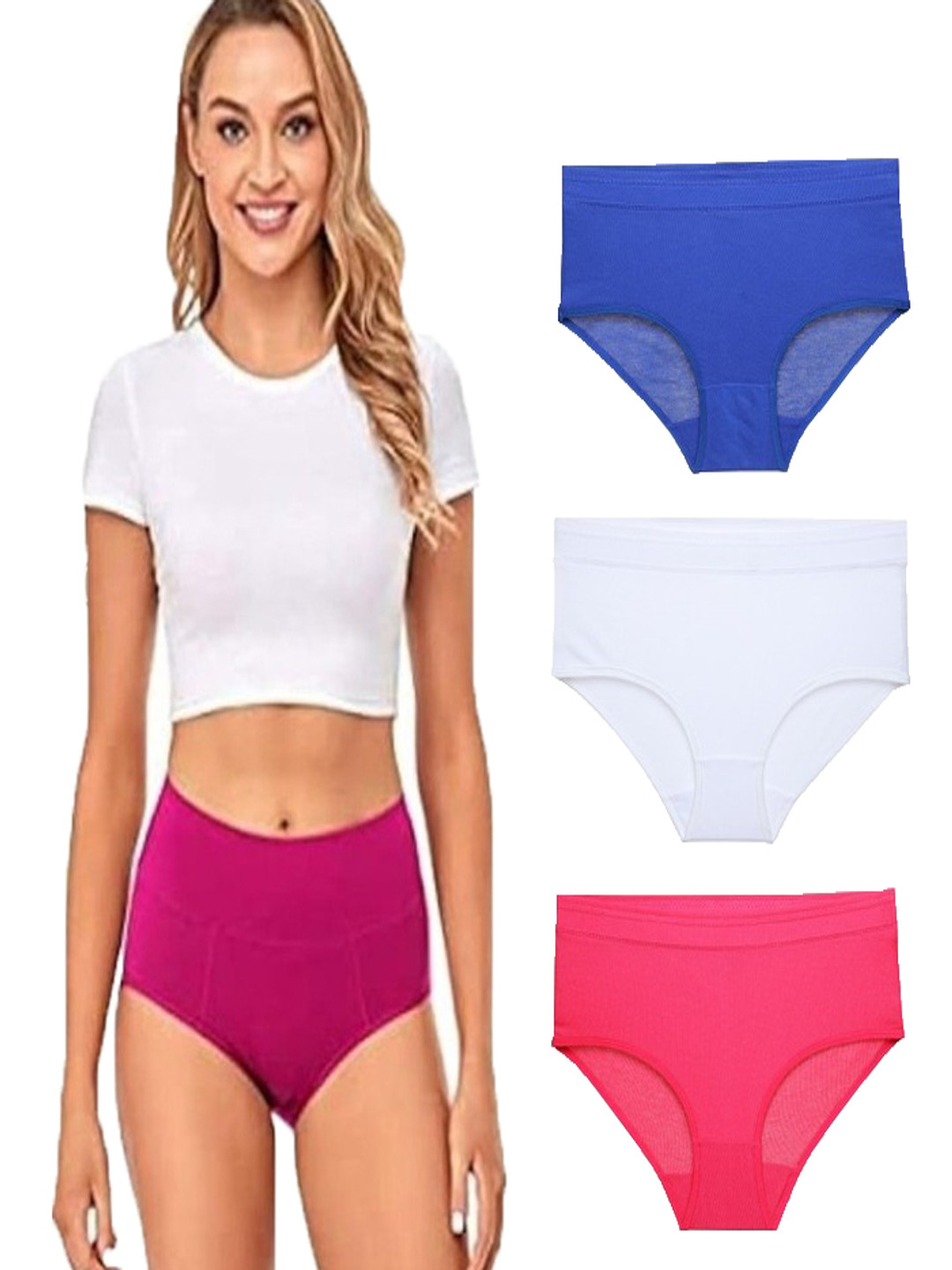 

YOU FOREVER Women Pack Of 3 High-Rise Cotton Hipster Briefs, Blue