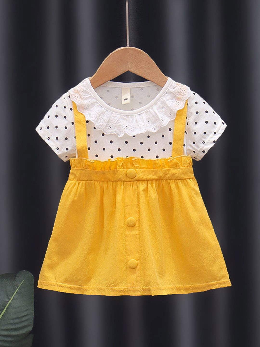 

YK Girls Printed A-Line Dress, Yellow