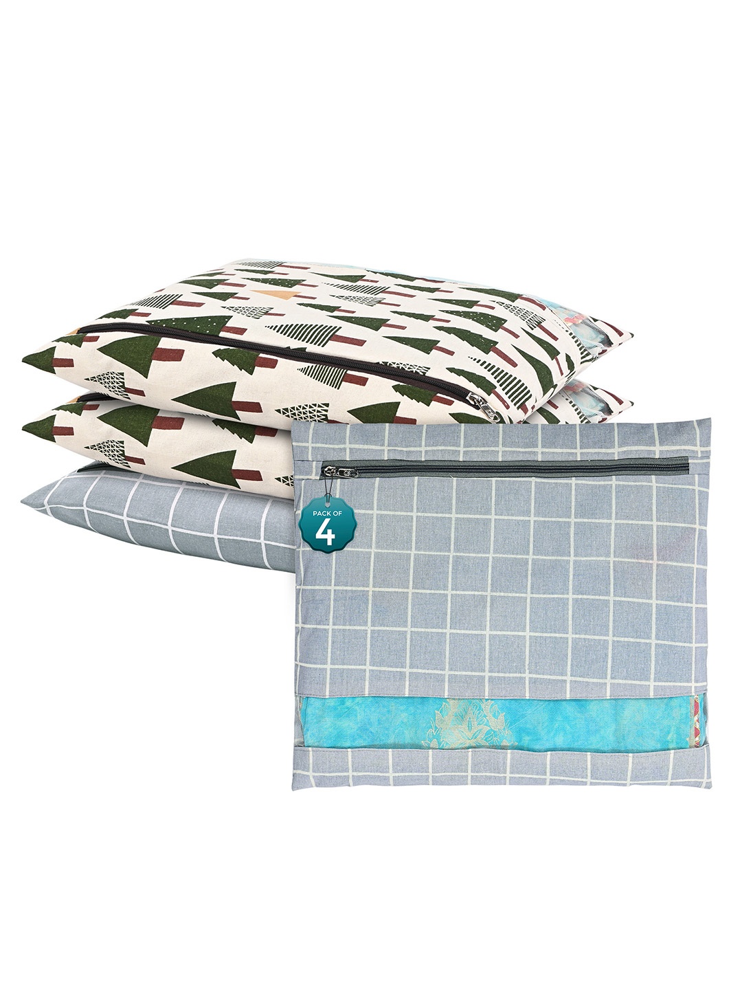 

Kuber Industries Grey 4 Pcs Regular Single Saree Cover Multi-Utility Wardrobe Organisers