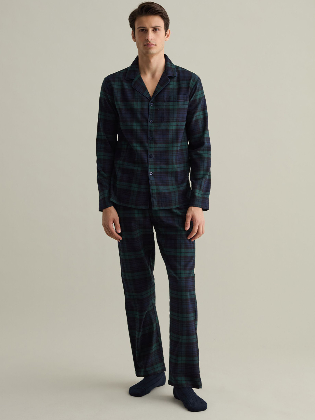 

Bella Babe by SK Men Cotton Checked Night suit Men-Checkered-Green-NS-Green
